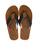 Budweiser Script Logo Men&#39;s Sandals Flip Flops Brown - £17.16 GBP+