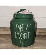 Rae Dunn SANTA’S FAVORITE ELF Green Christmas 9&quot; Chubby Canister Cookie ... - $54.96