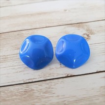 Vintage Clip On Earrings - Blue Domed Circle with Pushed In Sides - $11.99