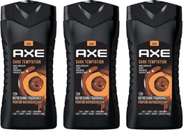 3 x Axe Dark Temptation 3 In 1 Body Face Hair Wash Men 250ml Chocolate F... - £27.52 GBP