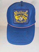 VTG Nashville Music City Nissun Snapback Trucker Hat Cap Blue Patch Rope... - $14.99