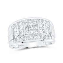 10kt White Gold Mens Princess Diamond Band Ring 2 Cttw - £2,125.03 GBP