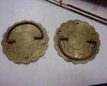 vintage pair Brass Oriental cabinet/trunk/chest Pulls Handles 4-1/2&quot; dia... - $34.65