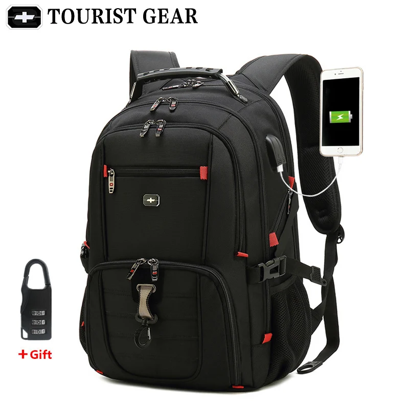 men&#39;s swiss backpa travel bag business  backpack men mochila USB Charging 15.6 1 - $130.30