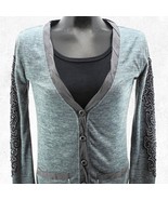 Miss Me Grey Black Knit Cardigan Sweater Rhinestone Bling - Women&#39;s Size S - $437.67 MXN