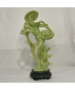 Vintage Lucite Jadeite Asian Statue on Stand Long Bearded Asian Man Coll... - $40.73 CAD