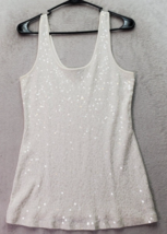 Express Tank Top Women Large White Sequin Cotton Round Neck Wide Straps ... - £10.94 GBP