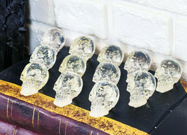 Ebros Pack Of 12 Clear Translucent Witching Hour Gazing Skull Mini Figures1&quot;H - £16.07 GBP