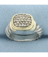 David Yurman Noblesse Diamond Pave Cable Ring in Sterling Silver and 18k... - $17,338.83 MXN