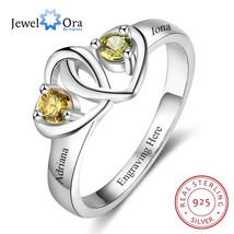 Heart to Heart Personalized Ring Custom Engrave Names &amp; Birthstone Promise Rings - £39.03 GBP