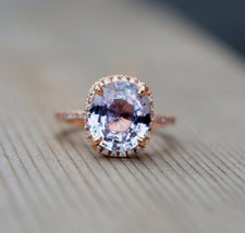 4ct lavender Sapphire &amp;Diamond Handmade Unique Design Engagement Wedding Ring - £948.24 GBP