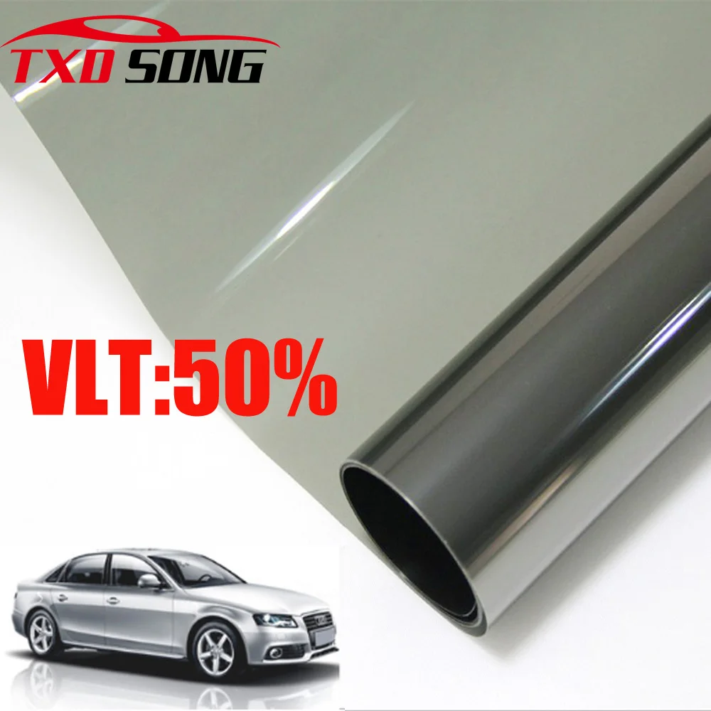 50cm*300cm/Lot Light Black Car Window Tint Film Gl VLT 50% Roll 1 PLY Car Auto H - £72.33 GBP