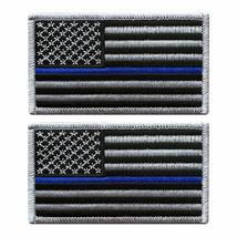 USA Flag Subdued Thin Blue Line Police Patch [2PC Bundle-3.5 X 2.0-Iron ON-BP7] - £7.95 GBP
