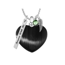 Mourning Heart Ash Necklace Urn - Love Charms Option - £24.31 GBP