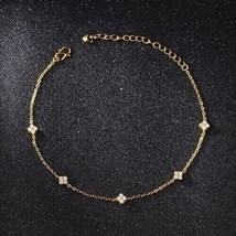 1.20CT Lab-Created Moissanite Floral Link Charm Bracelet in 14k Yellow Gold Over - £70.39 GBP