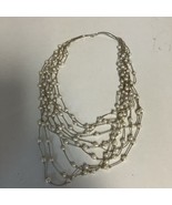 NA Southwestern 10 Strand Liquid Sterling Silver 18”Necklace Baroque Pearls - $1,238.47 MXN