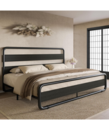 King Size Platform Bed Frame with Wooden Headboard and Footboard, He - $326.69