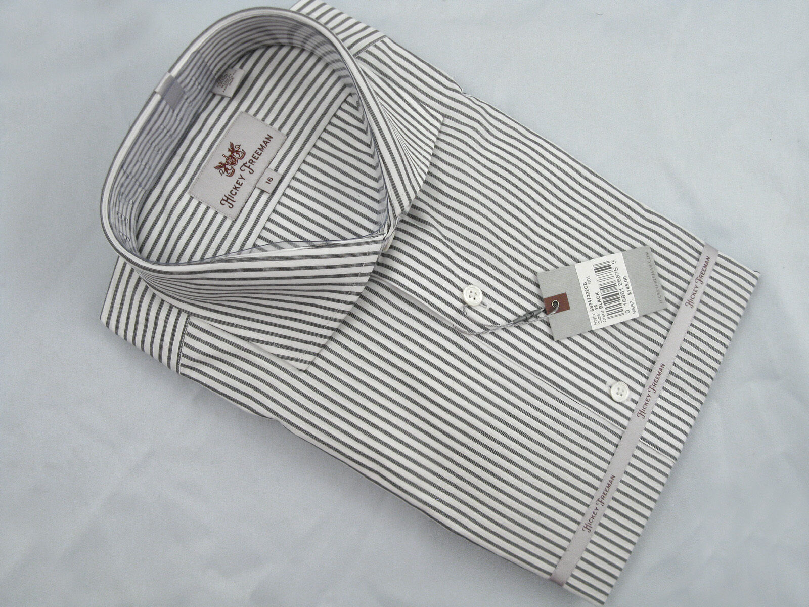 NEW $145 Hickey Freeman Dress Shirt! 16 34 35  Black &amp; White Stripe - $69.99