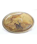 Vintage Hand Painted South Western Cowboy Horse Signed Belt Buckle Gold ... - $1,291.93 MXN
