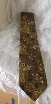 Qiana Nylon Men&#39;s Neck Tie - Brown/Gold Paisley - Vintage - $9.49