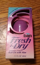 000 Vintage Ban Fresh &amp; Dry Roll On W/ Aloe New In Box Unused 1991 Deodorant - £11.21 GBP