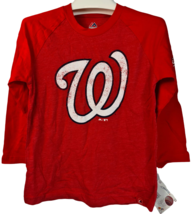 Majestic Youth Washington Nationals Power Hit Raglan T-Shirt RED - MEDIUM 10/12 - £11.86 GBP