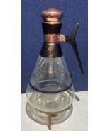 Vintage 1950&#39;s Inland Glass Works copper Glass Carafe &amp; Warmer - £15.57 GBP