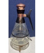 Vintage 1950&#39;s Inland Glass Works copper Glass Carafe &amp; Warmer - $376.34 MXN