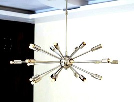 Mid Century 24 Arm Chrome Finish Brass Sputnik atomic chandelier for home decor - £171.11 GBP