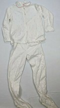 Sears Fleece Pajama Set Footed Bottoms Hong Kong Size 36 Cotton White Pink - $26.71