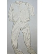 Sears Fleece Pajama Set Footed Bottoms Hong Kong Size 36 Cotton White Pink - $26.71