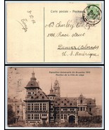 1910 BELGIUM Postcard - to Denver, Colorado USA C12 - $2.96