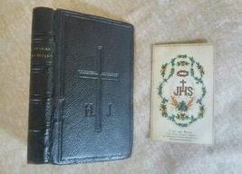 1873 Le Livre de L&#39;enfance Chretienne Antique French Leather Christian Small [Ha - £102.08 GBP