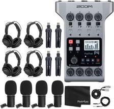Four Zoom M-1 Microphones, Four Headphones, Two Windscreens, Two Xlr Cab... - $584.96