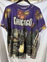 Vintage Single Stitch Chicago T-Shirt XL-All Over Print-City Skyline - £73.97 GBP