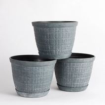 Set of 3 planters with saucer gray 1 thumb200