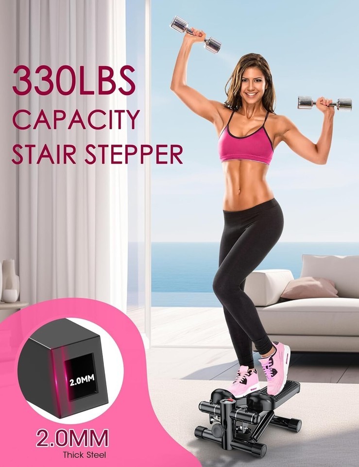 330LB Capacity Mini Exercise Stepper with Resistance Bands for Home Fitness Item image 8