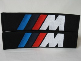 2 pieces (1 PAIR) BMW M Embroidery Seat Belt Cover Pads (Black pads) - £13.36 GBP
