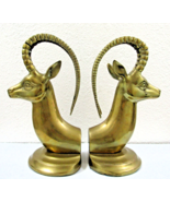 Mid-Century Modern Hollywood Regency Brass Ibex Bookends circa 1950s - £295.88 GBP