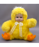 Vintage Baby Face Yellow Glitter Chick Plush Doll Heavy Chicken Easter C... - £38.90 GBP