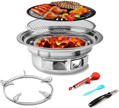 Shikha Korean Charcoal Grill, Portable Barbecue Grill Stainless Steel, Non-stick - £50.33 GBP