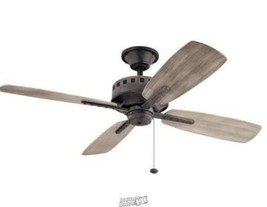 Eads Patio 52 in. Outdoor Weathered Zinc Downrod Mount Ceiling Fan Kichler - £280.31 GBP