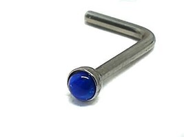 Nose Stud Opal Sapphire Blue 1.5mm Titanium 20g (0.8mm) L Bend Deep Cup g23 - £5.56 GBP
