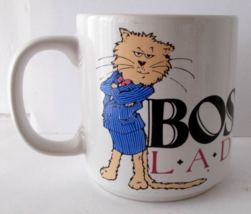 RUSS BERRIE Boss Lady Coffee Mug Cup Assertive Kitten On Front - $12.86