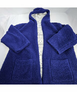 Muk Luks Faux Sherpa Jacket Hooded Wrap Navy 136445 Womens Size 1X  - €12,03 EUR