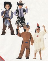 Childs Cowboys Cowgirl Native Indians Play Halloween Costume Sew Pattern 5-6 - £8.05 GBP