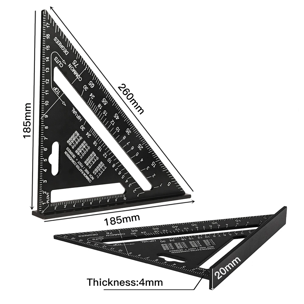 Triangle Ruler 7inch Aluminum Alloy Angle Protractor Speed Metric Square Measuri - £173.98 GBP