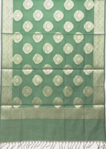Banarasi Green Semi Cotton Silk Dupatta For Women Fancy Designer Scarf For Girls - £15.31 GBP