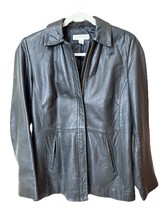 VTG Casual Corner Black Leather Womens Sz S Jacket Edgy Goth Neutral Cap... - $44.43