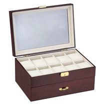 Diplomat 10-Watch Glass-Top Case Burgundy - $89.95